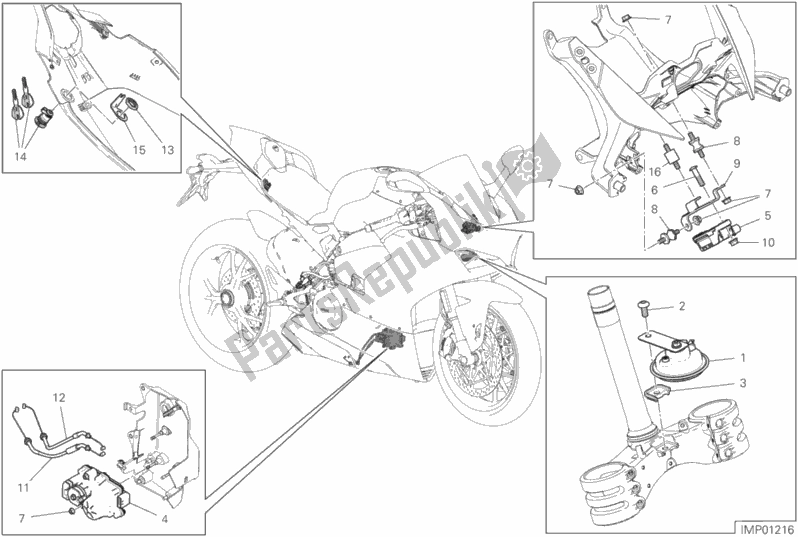 Tutte le parti per il 13e - Dispositivi Elettrici del Ducati Superbike Panigale V4 Thailand 1100 2020